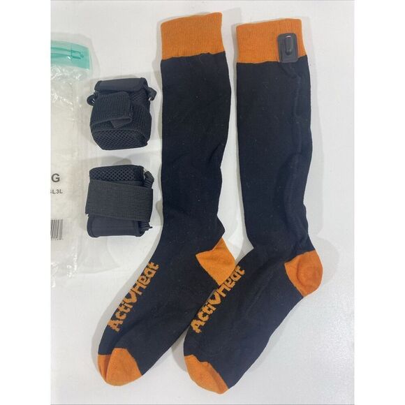 Brookstone Unisex ActivHeat Battery Heated Wool Sock Liners Size Large New Open - Picture 1 of 7